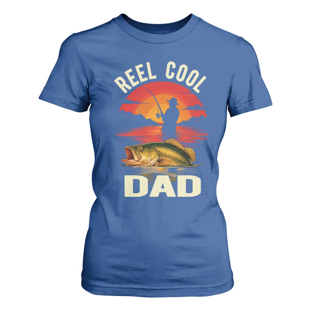 Funny Fishing Dad T Shirt For Women Reel Cool Dad TS14 Royal Blue Print Your Wear