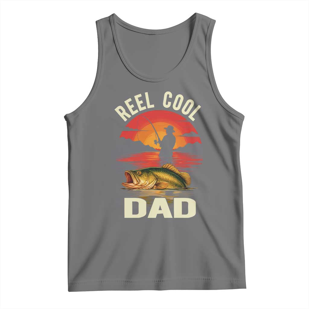 Funny Fishing Dad Tank Top Reel Cool Dad TS14 Black Heather Print Your Wear