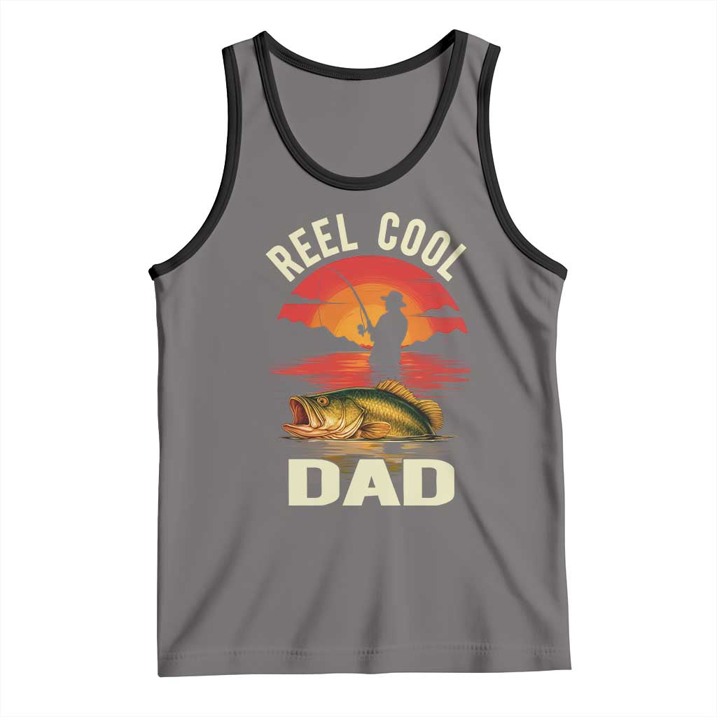 Funny Fishing Dad Tank Top Reel Cool Dad TS14 Deep Heather Black Print Your Wear