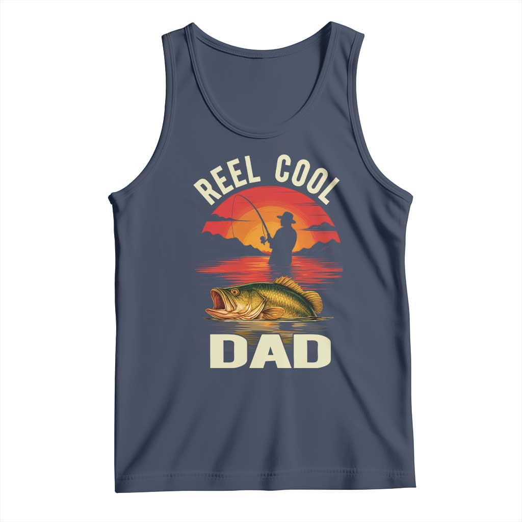 Funny Fishing Dad Tank Top Reel Cool Dad TS14 Navy Print Your Wear