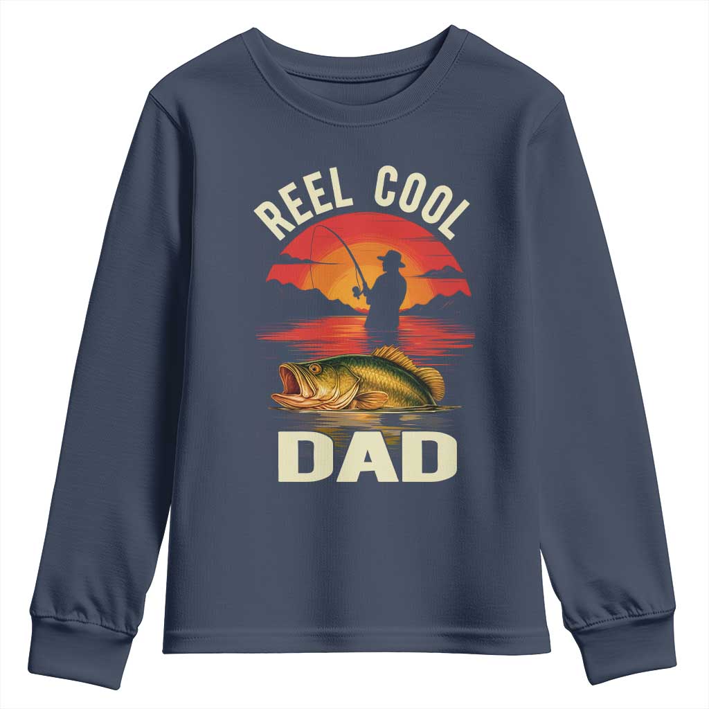 Funny Fishing Dad Youth Sweatshirt Reel Cool Dad TS14 Navy Print Your Wear