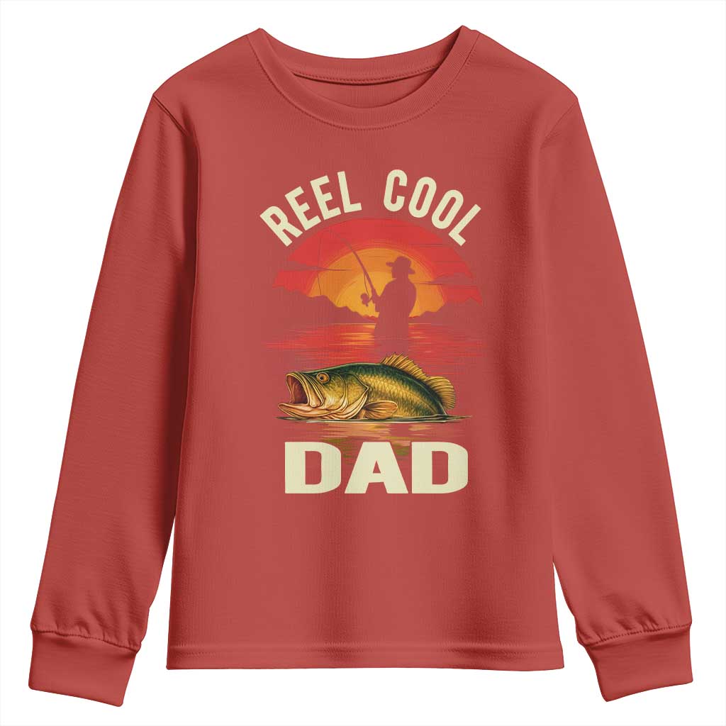 Funny Fishing Dad Youth Sweatshirt Reel Cool Dad TS14 Red Print Your Wear
