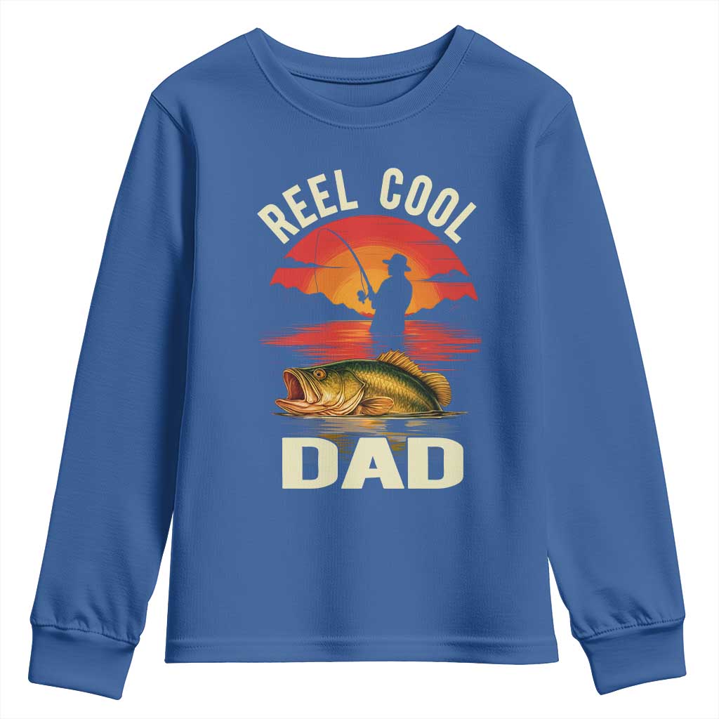 Funny Fishing Dad Youth Sweatshirt Reel Cool Dad TS14 Royal Blue Print Your Wear