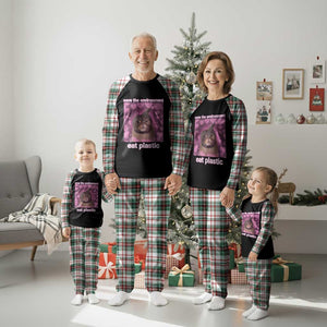 Save The Environment Eat Plastic Plaid Pajama Set Funny Cute Cat Meme TS14 Christmas Plaid Print Your Wear