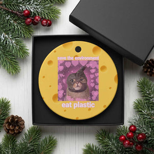 Save The Environment Eat Plastic Ceramic Ornament Funny Cute Cat Meme TS14 1pc Yellow Cheese Print Your Wear