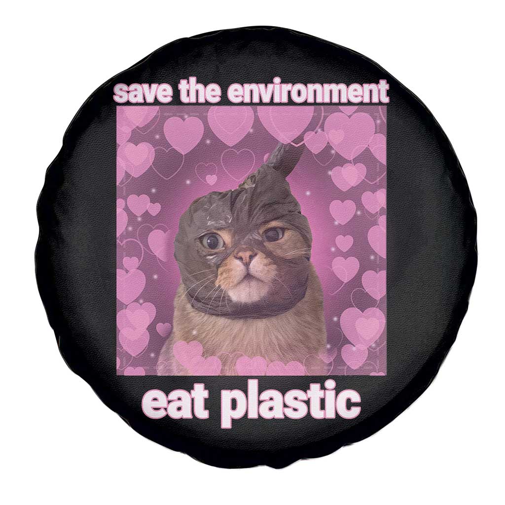Save The Environment Eat Plastic Spare Tire Cover Funny Cute Cat Meme TS14 Print Your Wear