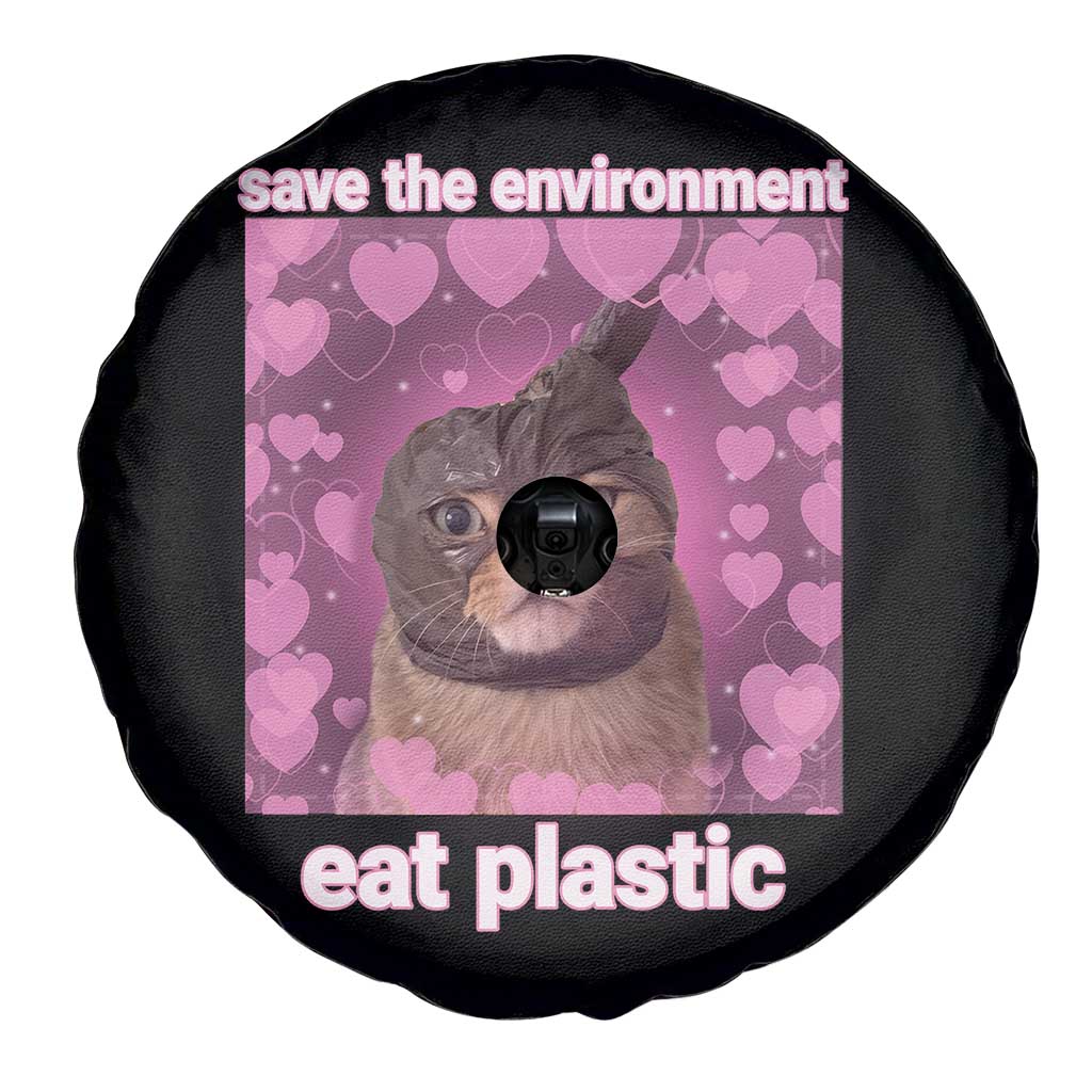 Save The Environment Eat Plastic Spare Tire Cover Funny Cute Cat Meme TS14 Print Your Wear