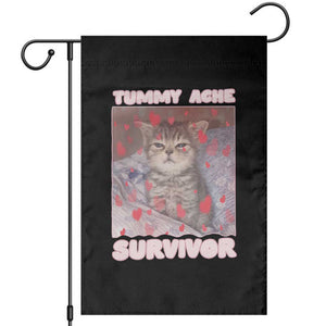 Tummy Ache Survivor Garden Flag Funny Cute Cat Meme TS14 Black Print Your Wear