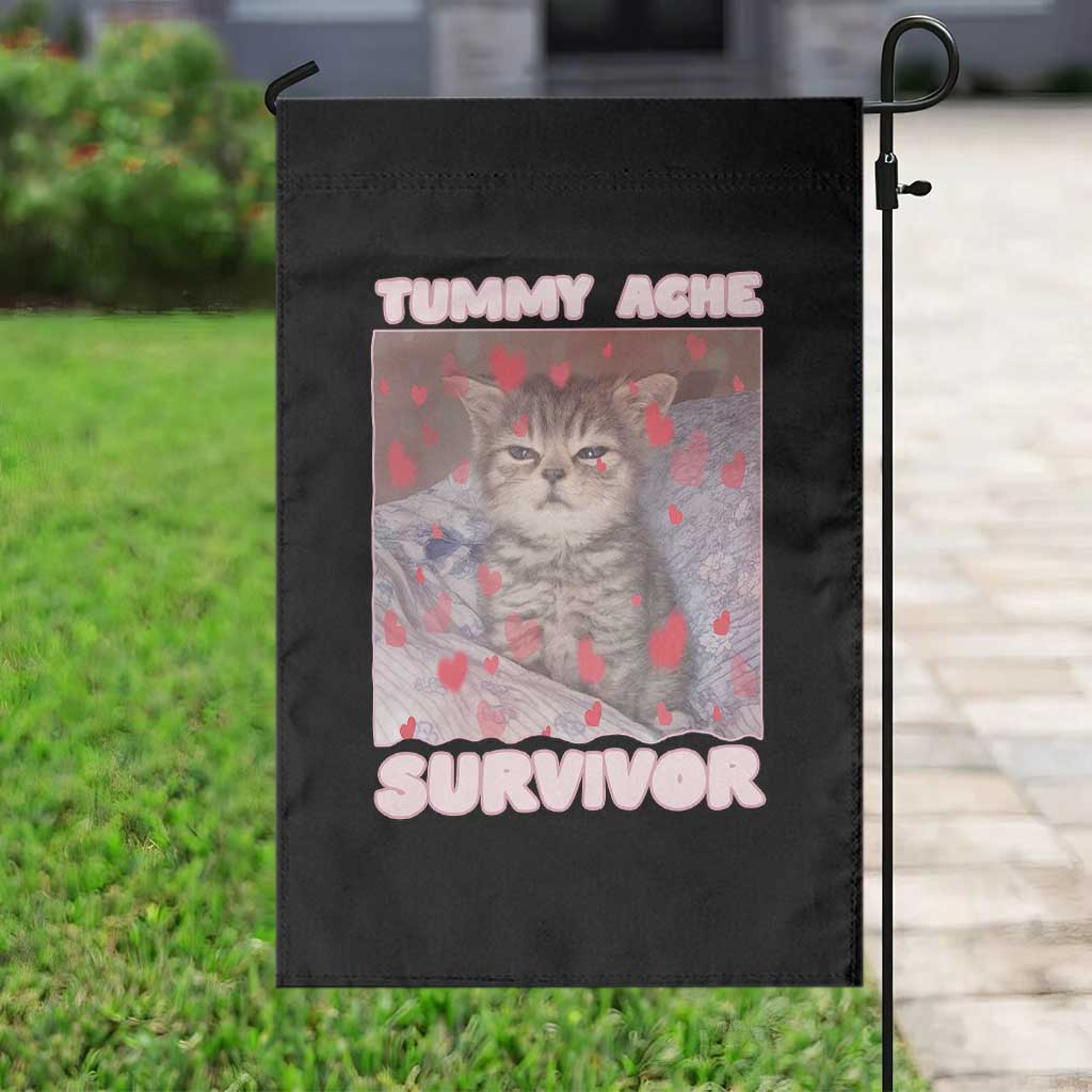 Tummy Ache Survivor Garden Flag Funny Cute Cat Meme TS14 Print Your Wear