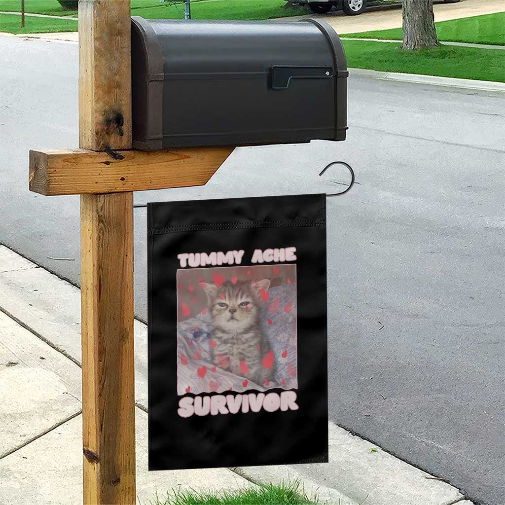 Tummy Ache Survivor Garden Flag Funny Cute Cat Meme TS14 Print Your Wear