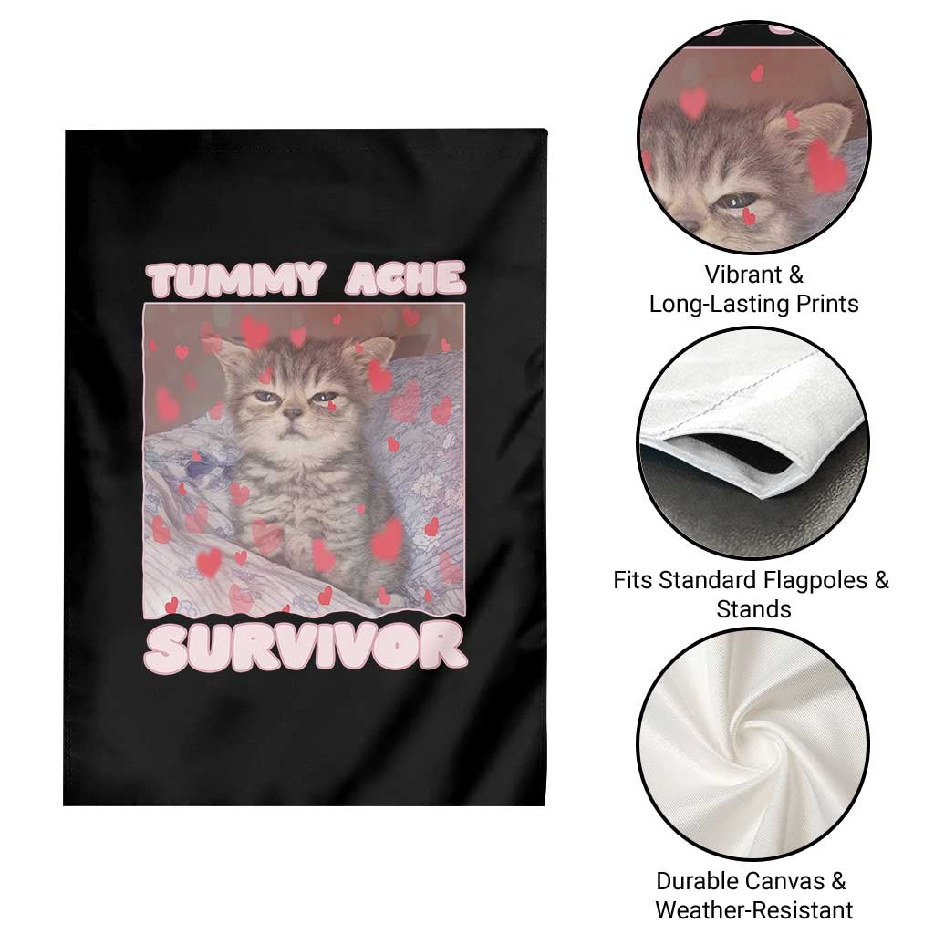 Tummy Ache Survivor Garden Flag Funny Cute Cat Meme TS14 Print Your Wear