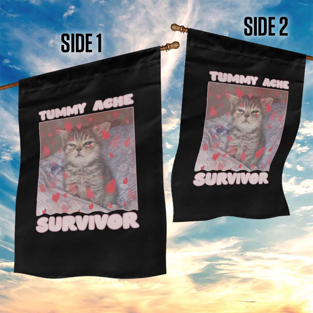 Tummy Ache Survivor Garden Flag Funny Cute Cat Meme TS14 Print Your Wear