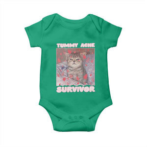 Tummy Ache Survivor Baby Onesie Funny Cute Cat Meme - Print Your Wear