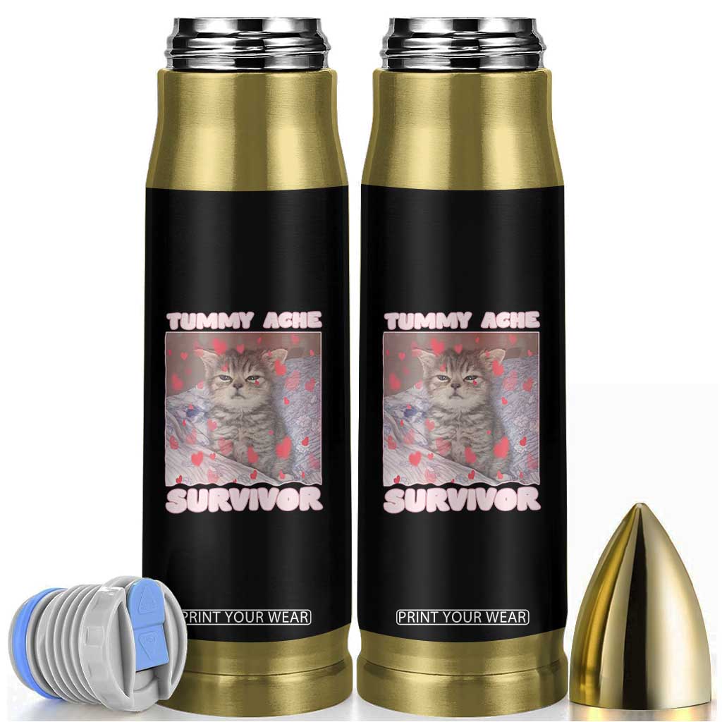 Tummy Ache Survivor Bullet Tumbler Funny Cute Cat Meme TS14 White Print Your Wear