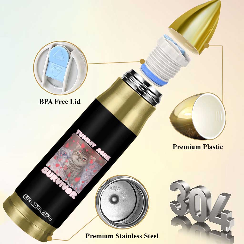 Tummy Ache Survivor Bullet Tumbler Funny Cute Cat Meme TS14 Print Your Wear