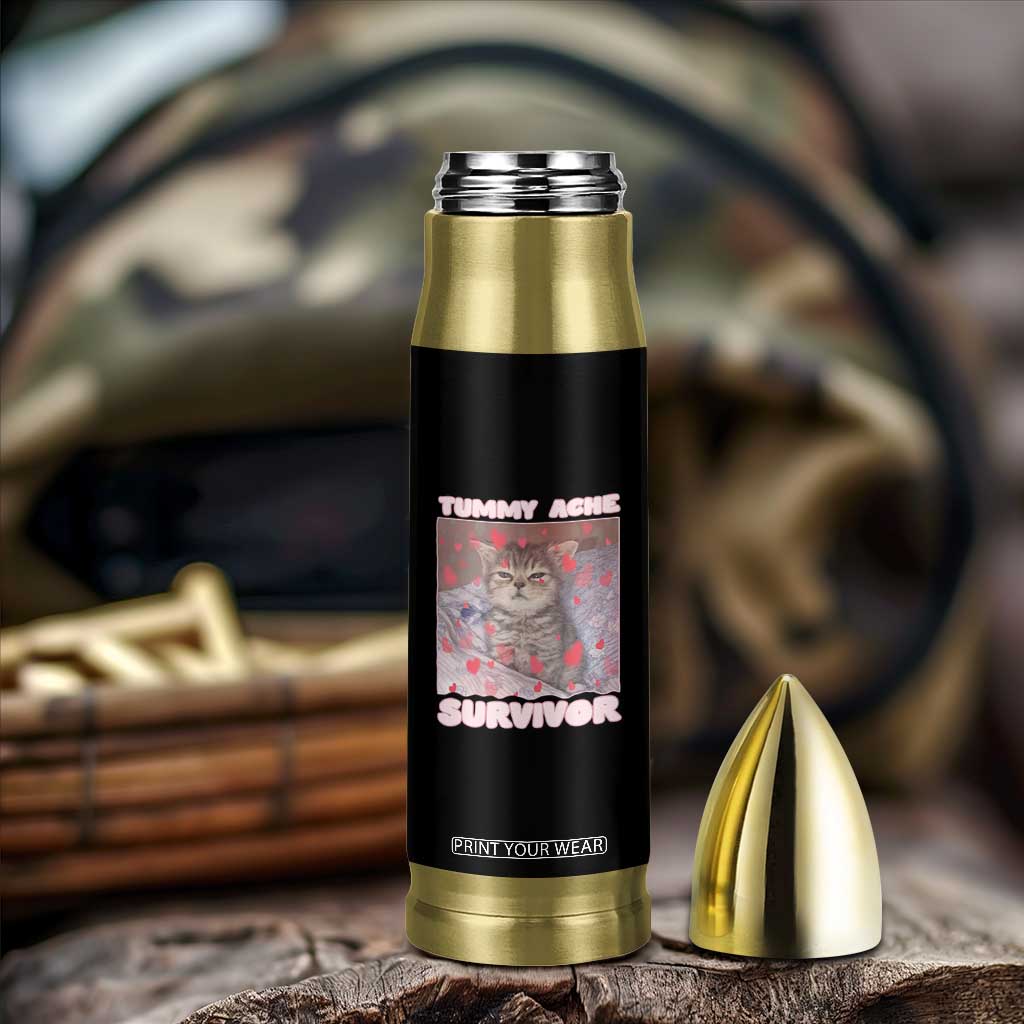 Tummy Ache Survivor Bullet Tumbler Funny Cute Cat Meme TS14 Print Your Wear