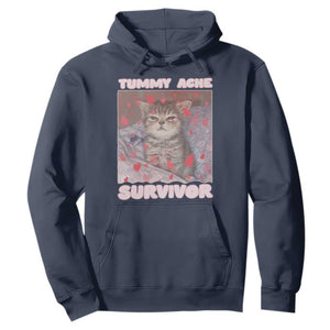 Tummy Ache Survivor Hoodie Funny Cute Cat Meme TS14 Navy Print Your Wear