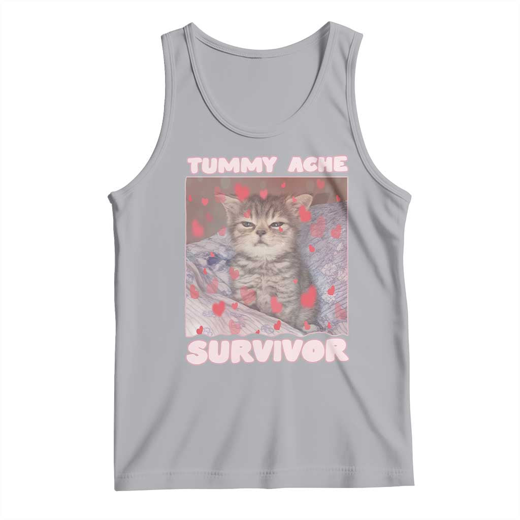 Tummy Ache Survivor Tank Top Funny Cute Cat Meme TS14 Athletic Heather Print Your Wear