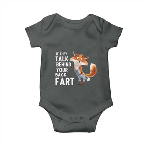 Funny Fox Meme Baby Onesie If They Talk Behind Your Back Fart Naughty Joke TS14 Dark Heather Print Your Wear