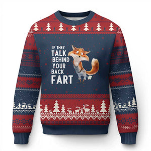 Funny Fox Meme Ugly Christmas Sweater If They Talk Behind Your Back Fart Naughty Joke TS14 Navy Red Print Your Wear