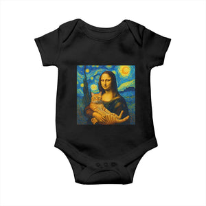Mona Lisa Cat Starry Night Baby Onesie TS14 Black Print Your Wear