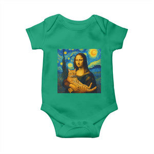 Mona Lisa Cat Starry Night Baby Onesie - Print Your Wear