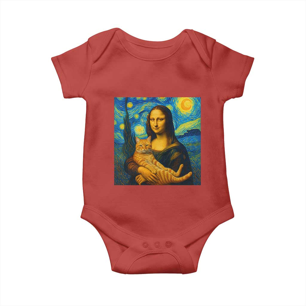 Mona Lisa Cat Starry Night Baby Onesie - Print Your Wear