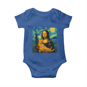 Mona Lisa Cat Starry Night Baby Onesie TS14 Royal Blue Print Your Wear