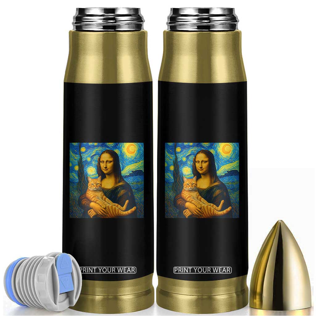 Mona Lisa Cat Starry Night Bullet Tumbler TS14 White Print Your Wear