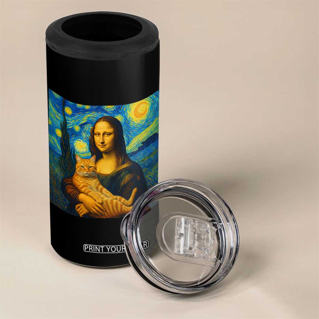 Mona Lisa Cat Starry Night 4 in 1 Can Cooler Tumbler TS14 Print Your Wear
