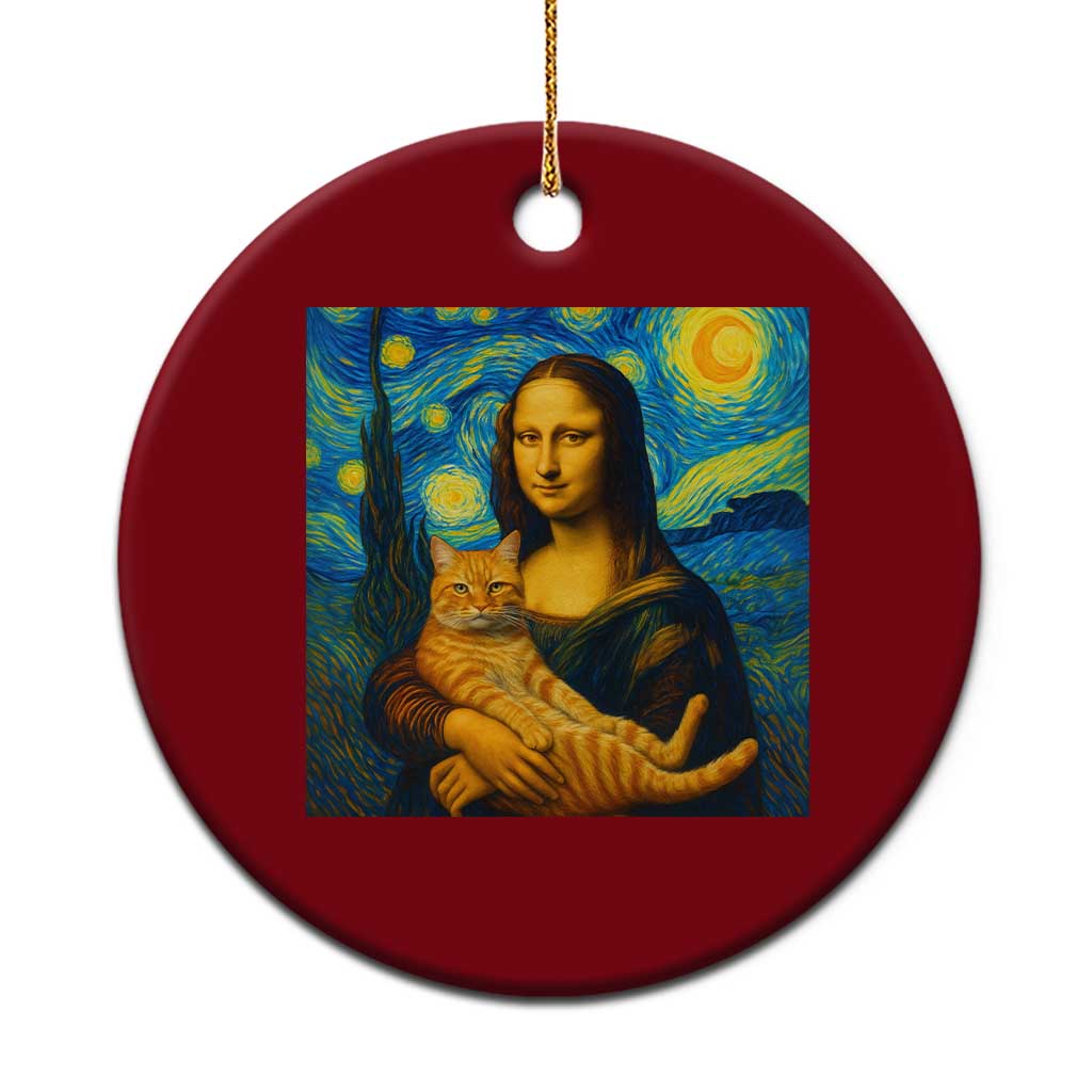 Mona Lisa Cat Starry Night Ceramic Ornament TS14 1pc Red Print Your Wear