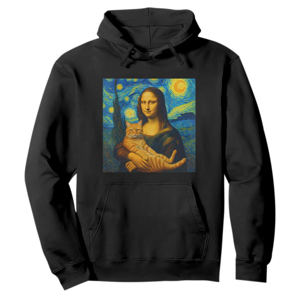 Mona Lisa Cat Starry Night Hoodie TS14 Black Print Your Wear