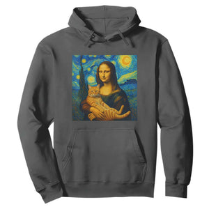 Mona Lisa Cat Starry Night Hoodie TS14 Dark Heather Print Your Wear