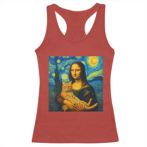 Mona Lisa Cat Starry Night Racerback Tank Top TS14 Red Print Your Wear