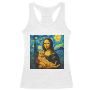 Mona Lisa Cat Starry Night Racerback Tank Top TS14 White Print Your Wear