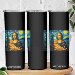 Mona Lisa Cat Starry Night Skinny Tumbler TS14 Print Your Wear