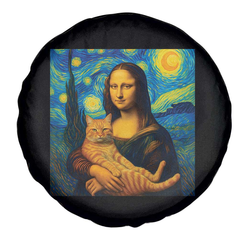 Mona Lisa Cat Starry Night Spare Tire Cover TS14 Print Your Wear