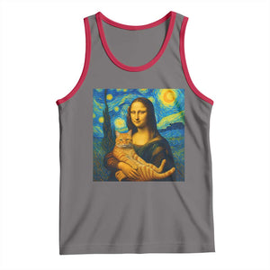 Mona Lisa Cat Starry Night Tank Top TS14 Deep Heather Red Print Your Wear