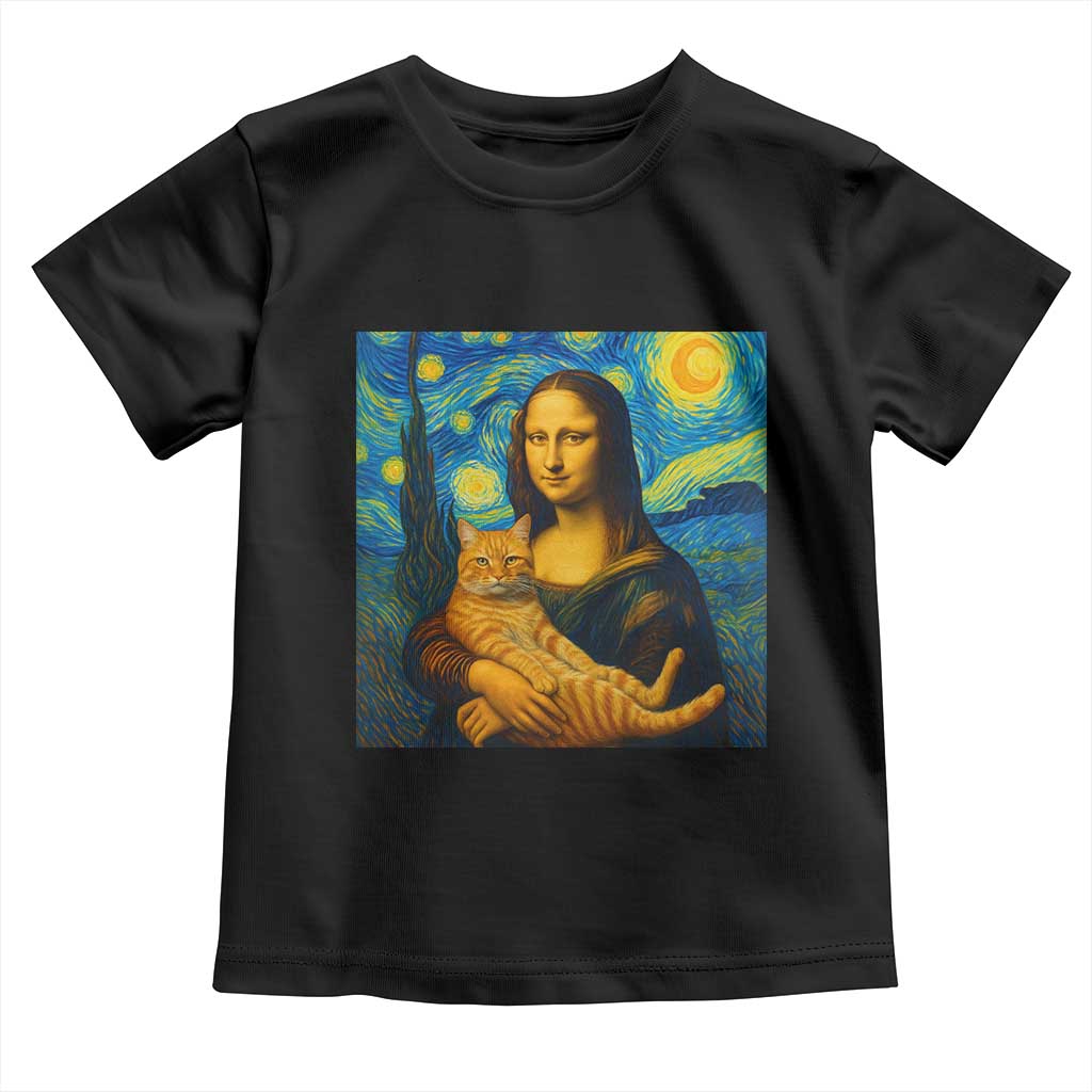 Mona Lisa Cat Starry Night Toddler T Shirt TS14 Black Print Your Wear