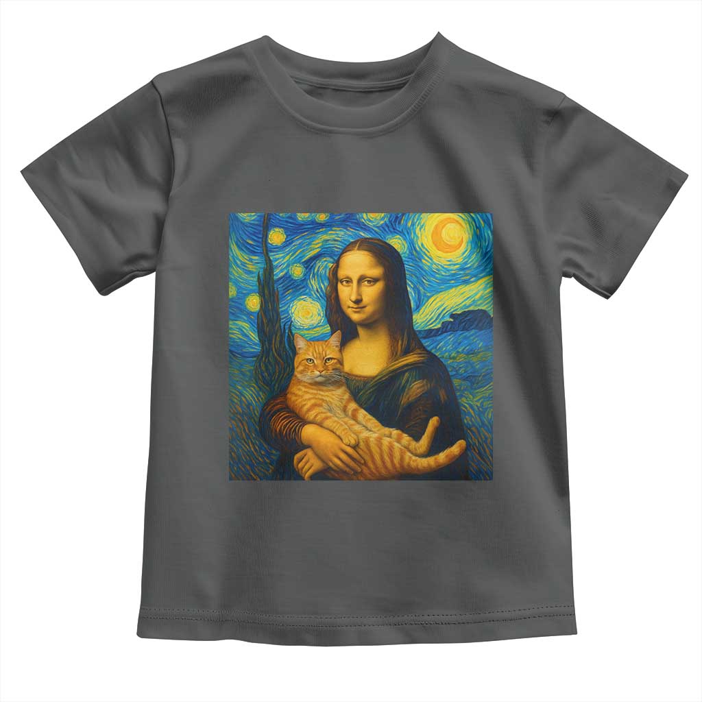 Mona Lisa Cat Starry Night Toddler T Shirt TS14 Dark Heather Print Your Wear