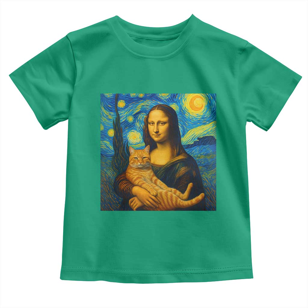 Mona Lisa Cat Starry Night Toddler T Shirt TS14 Irish Green Print Your Wear