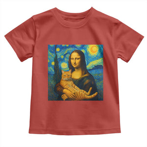 Mona Lisa Cat Starry Night Toddler T Shirt TS14 Red Print Your Wear
