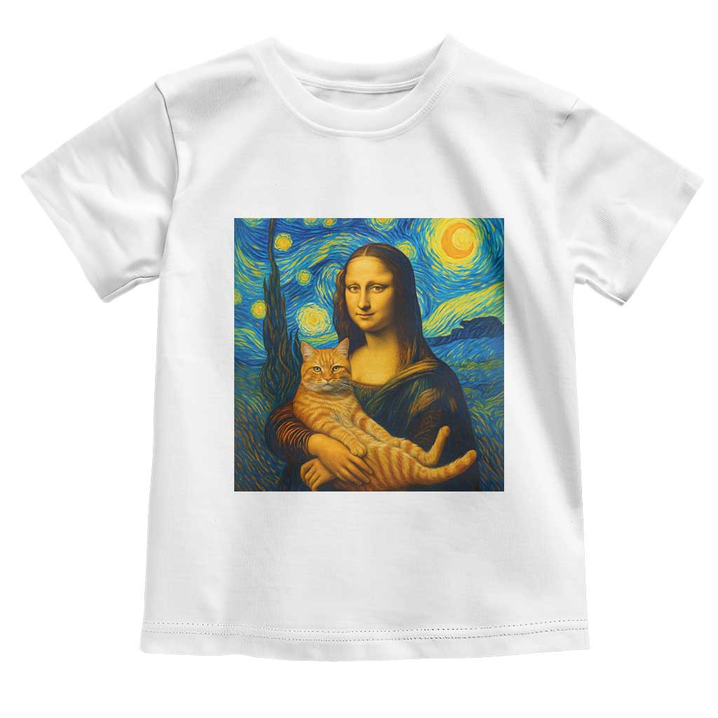 Mona Lisa Cat Starry Night Toddler T Shirt TS14 White Print Your Wear