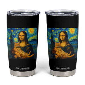 Mona Lisa Cat Starry Night Tumbler Cup TS14 Black Print Your Wear