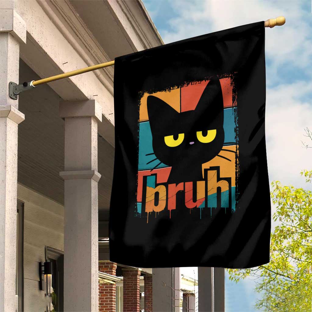 Funny Black Cat Bruh Meme Garden Flag Funny Black Cat TS14 Print Your Wear