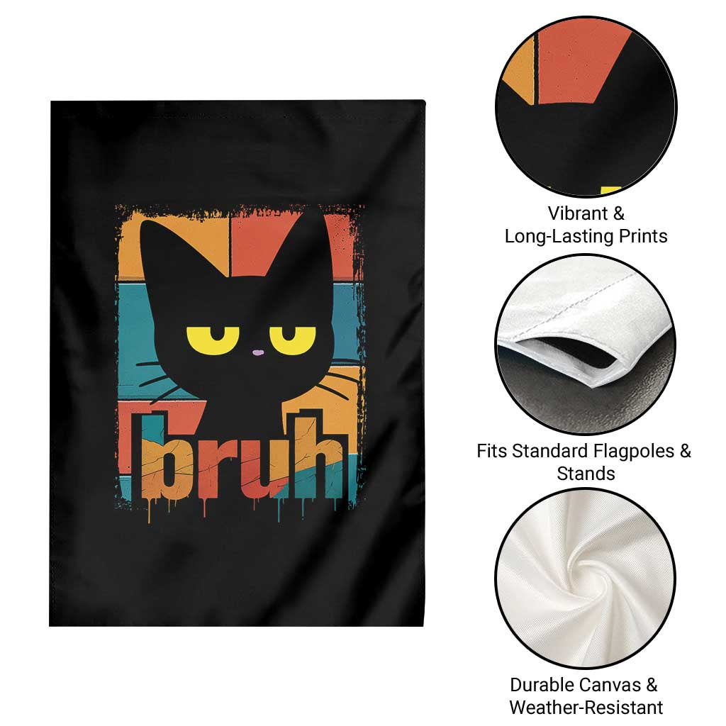 Funny Black Cat Bruh Meme Garden Flag Funny Black Cat TS14 Print Your Wear