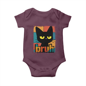 Funny Black Cat Bruh Meme Baby Onesie Funny Black Cat TS14 Maroon Print Your Wear
