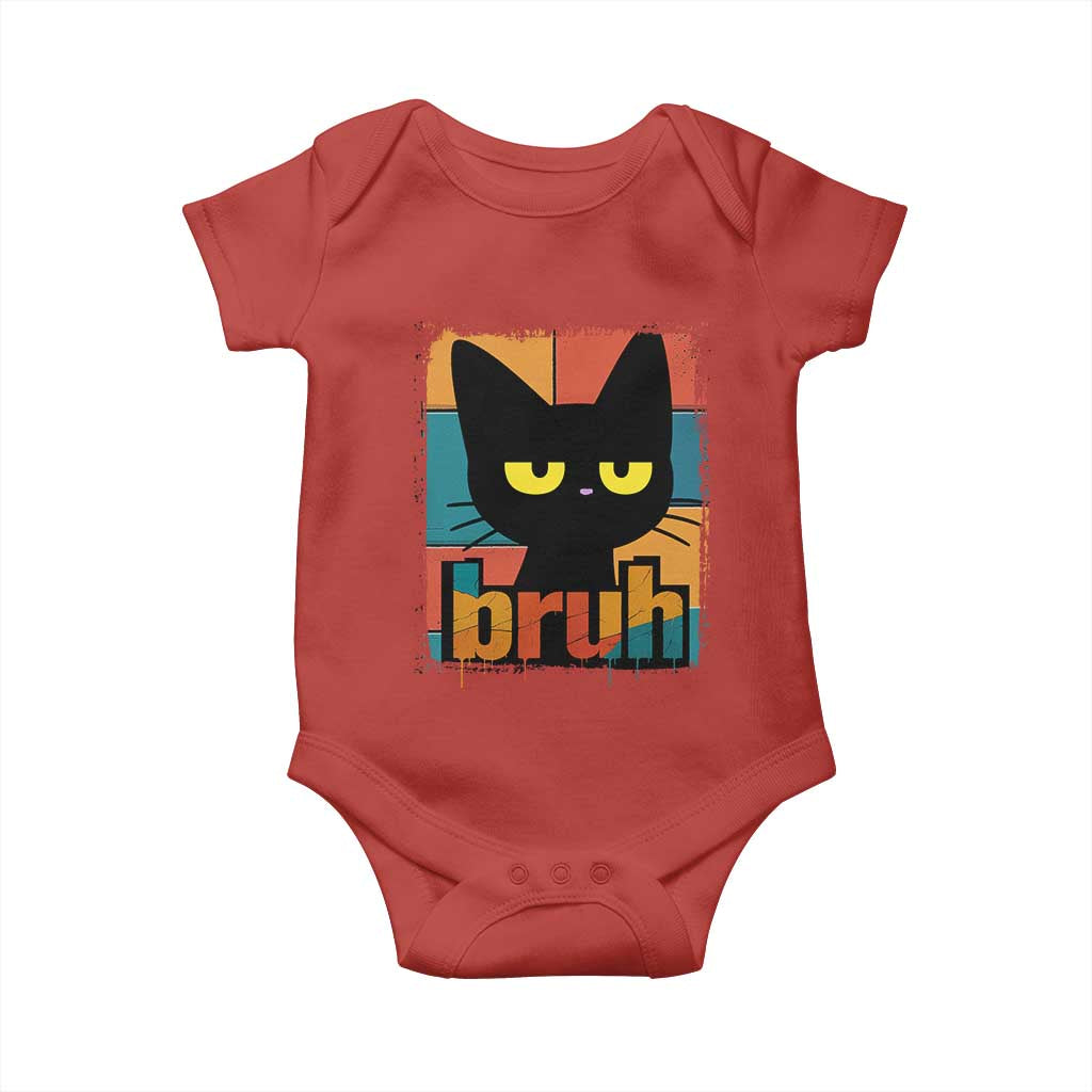 Funny Black Cat Bruh Meme Baby Onesie Funny Black Cat - Print Your Wear