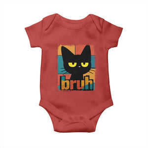 Funny Black Cat Bruh Meme Baby Onesie Funny Black Cat - Print Your Wear