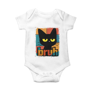 Funny Black Cat Bruh Meme Baby Onesie Funny Black Cat - Print Your Wear